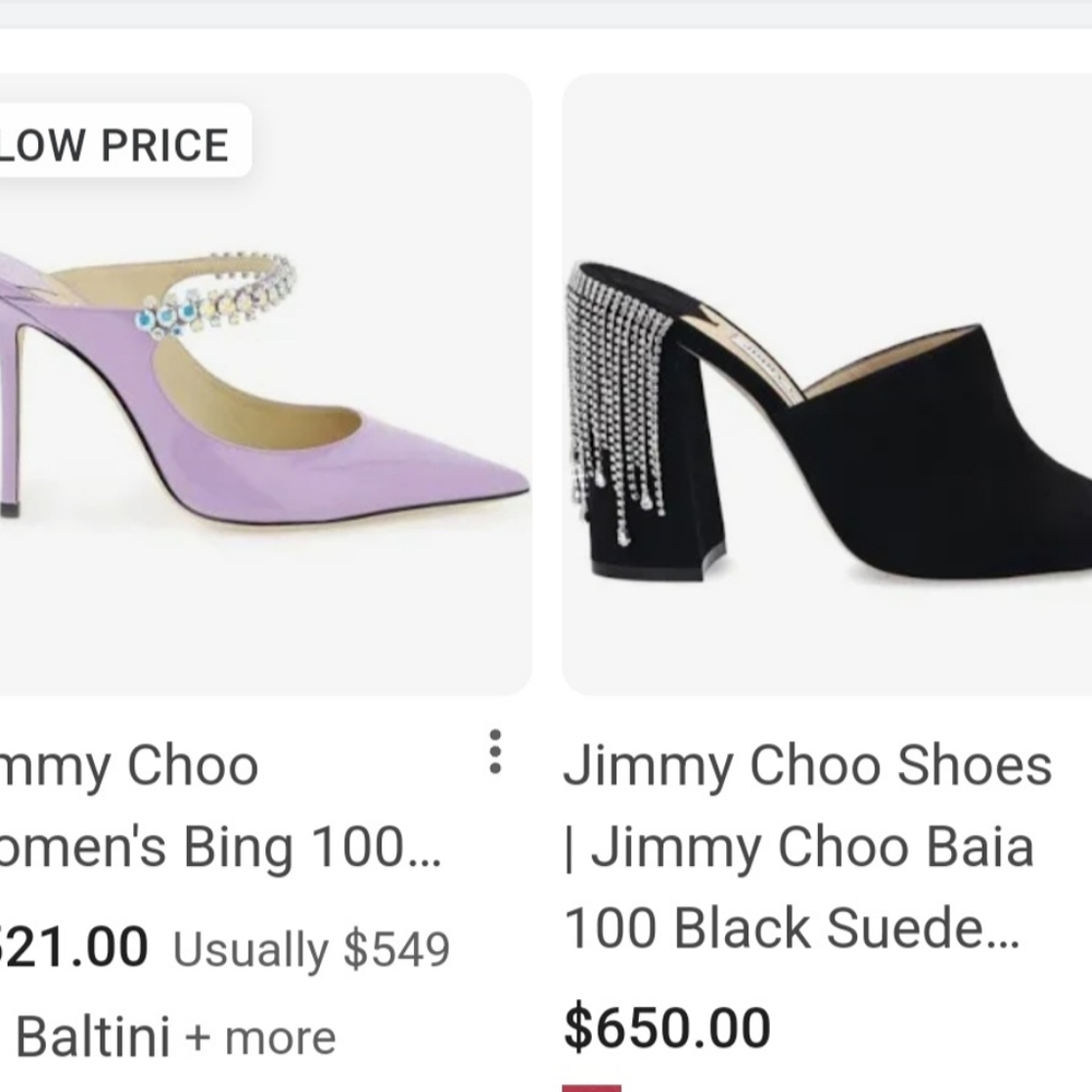 New Jimmy Choo Crystal Rhinestones Suede Mules Block Sandals Size 6.5/7. - Picture 6 of 12